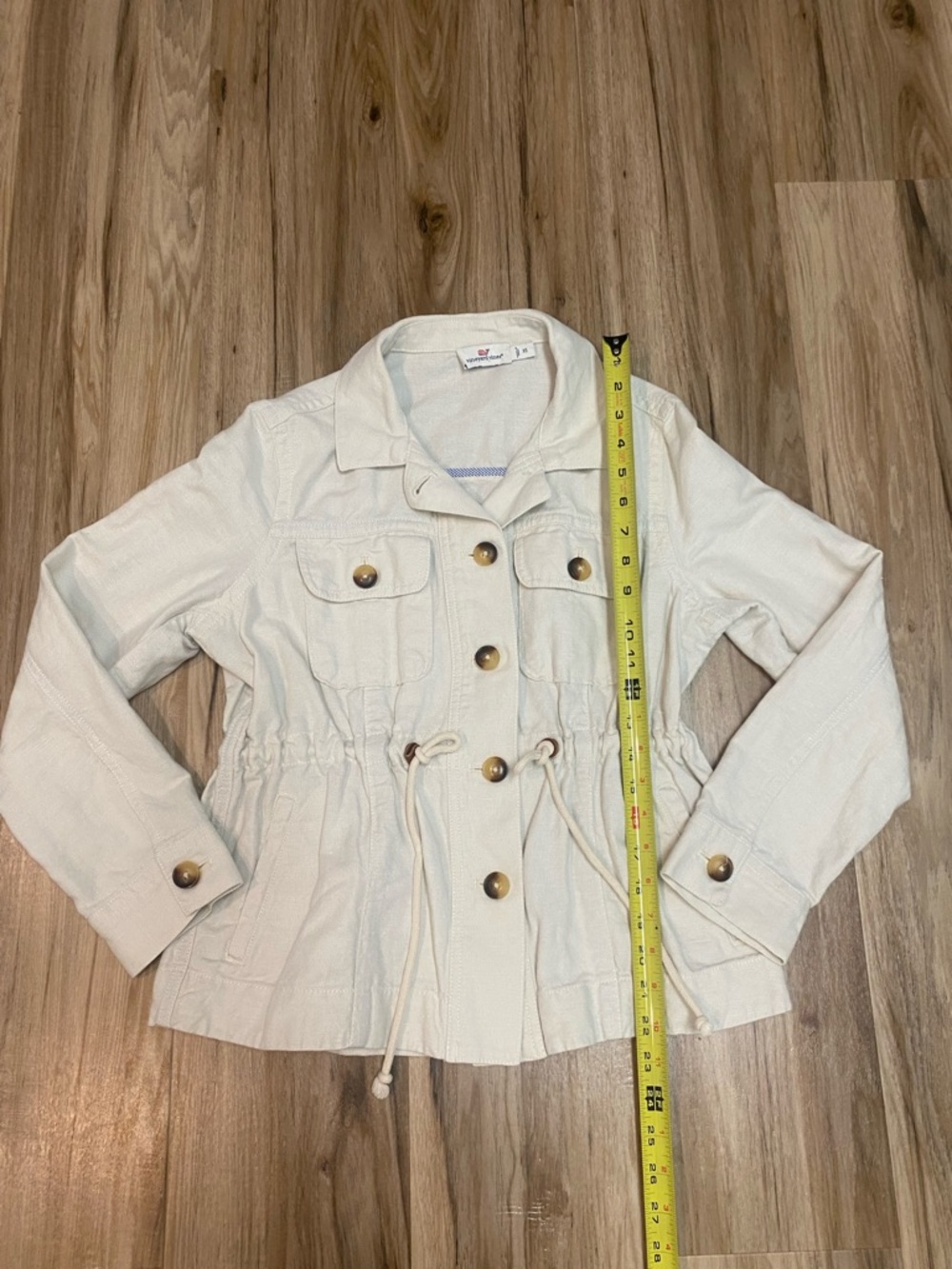VINEYARD VINES LINEN DRAWSTRING UTILITY JACKET ZIP CREAM IVORY WOMENS SZ XSMALL - Picture 7 of 13